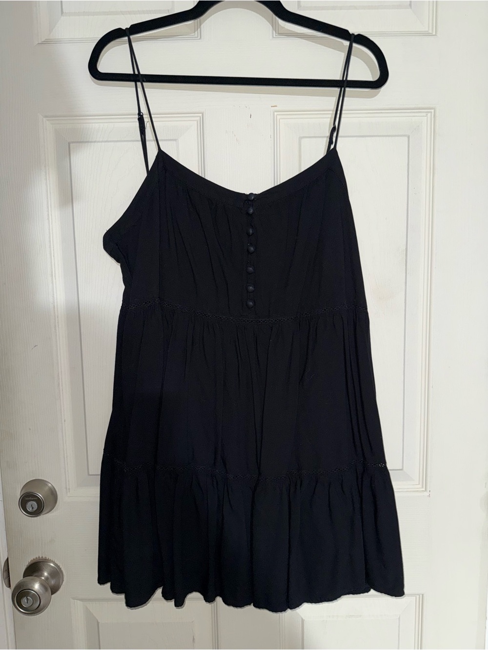 Urban Outfitters Black Spaghetti-Strap Tiered Mini Dress